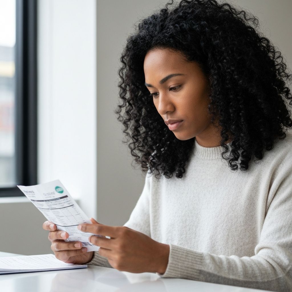 Person liest konzentriert Snack-Verpackung